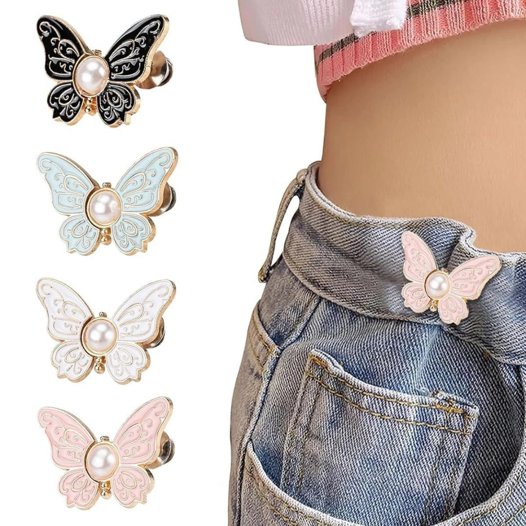 Butterfly pearl button pins for women